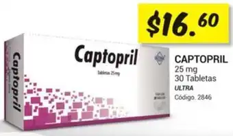 Farmacias Bazar CAPTOPRIL 25 mg 30 Tabletas ULTRA oferta