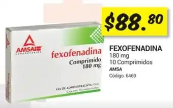 FEXOFENADINA 180 mg 10 Comprimidos AMSA