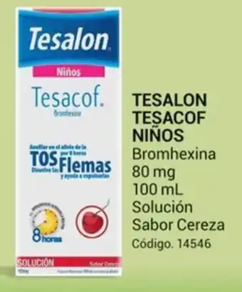 TESACOF NIÑOS Bromhexina 80 mg 100 mL Solución Sabor Cereza