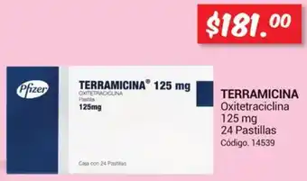 Farmacias Bazar TERRAMICINA Oxitetraciclina 125 mg 24 Pastillas oferta