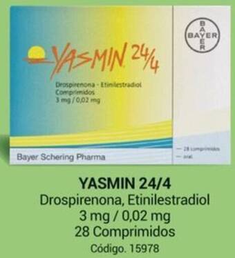 Farmacias Bazar YASMIN 24/4 Drospirenona, Etinilestradiol 3 mg / 0,02 mg 28 Comprimidos oferta