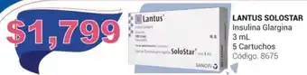 LANTUS SOLOSTAR Insulina Glargina 3ml 5 Cartuchos