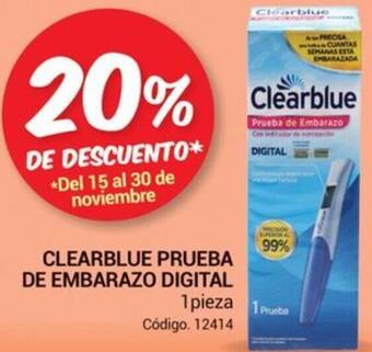 Farmacias Bazar CLEARBLUE PRUEBA DE EMBARAZO DIGITAL 1 pieza oferta