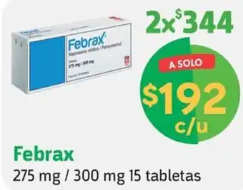 Farmacias YZA Febrax 275 mg / 300 mg 15 tabletas oferta