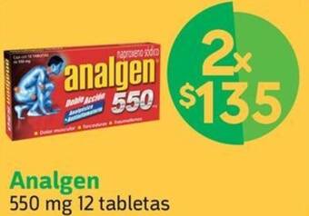 Farmacias YZA Analgen 2x550 mg 12 tabletas oferta