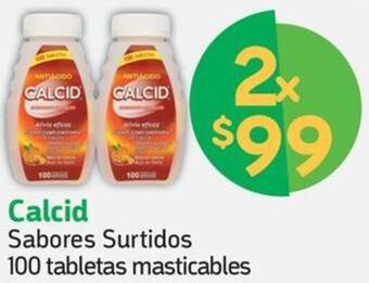 Farmacias YZA Calcid Sabores Surtidos 2x100 tabletas masticables oferta
