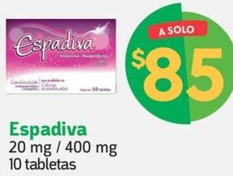 Farmacias YZA Espadiva 20 mg / 400 mg 10 tabletas oferta