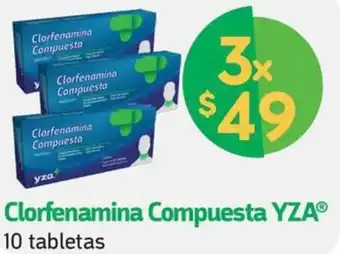 Farmacias YZA Clorfenamina Compuesta YZA 3x10 tabletas oferta