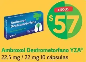 Farmacias YZA Ambroxol Dextrometorfano YZA 22.5 mg / 22 mg 10 cápsulas oferta