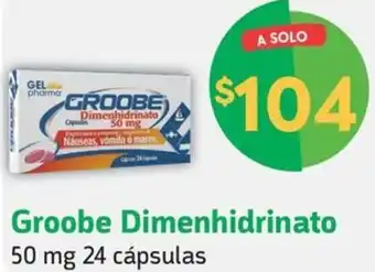 Farmacias YZA Groobe Dimenhidrinato 50 mg 24 cápsulas oferta