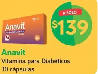 Farmacias YZA Anavit Vitamina para Diabéticos 30 cápsulas oferta