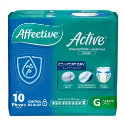 Farmacias YZA Ropa interior desechable affective active para incontinencia talla grande 10 pzas oferta