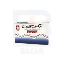 Farmacias Bazar Dimefor g 500/2.5mg 60 tabletas oferta