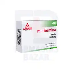 Farmacias Bazar Metformina 850mg 30 tabletas amsa oferta