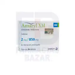 Farmacias Bazar Amaryl xm 2/850mg 16 tabletas oferta