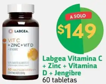 Farmacias YZA Labgea Vitamina C + Zinc + Vitamina D + Jengibre 60 tabletas oferta