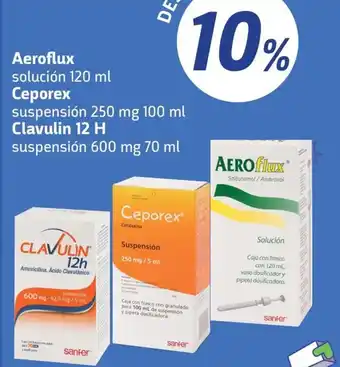 Farmacias YZA Aeroflux solución 120 ml Ceporex suspensión 250 mg 100 ml Clavulin 12 H suspensión 600 mg 70 ml oferta
