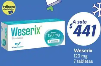 Farmacias YZA Weserix 120 mg 7 tabletas oferta