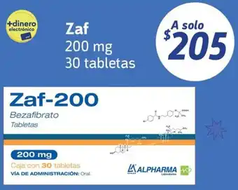 Farmacias YZA Zaf 200 mg 30 tabletas oferta