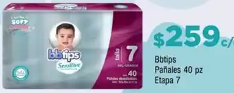 Farmacias YZA Bbtips Pañales 40 pz Etapa 7 oferta