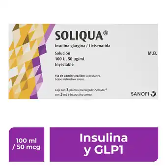 Farmacia San Pablo Soliqua solución inyectable en pluma rellenada 3 piezas caja oferta