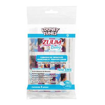 Farmacia San Pablo Zuum baby cubrebocas infantiles desechables diseño looney tunes oferta