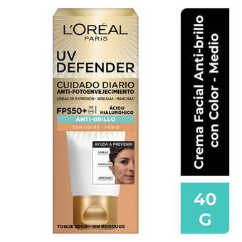 Farmacia San Pablo L´oreal crema facial fps 50+ uv defender anti-brillo con color - medio oferta