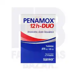 Farmacias Bazar Penamox duo 12 h 875/125mg 10 tabletas oferta