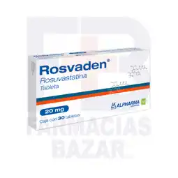 Farmacias Bazar Rosvaden 20mg 30 tabletas alpharma oferta