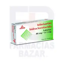 Farmacias Bazar Telmisartan/hidroclorotiazida 80/12.5mg 14 tabletas amsa oferta