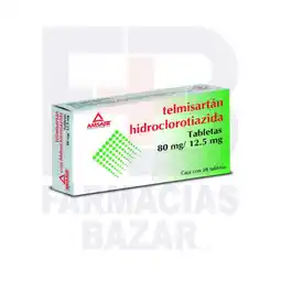 Farmacias Bazar Telmisartan/hidroclorotiazida 80/25mg 14 tabletas amsa oferta