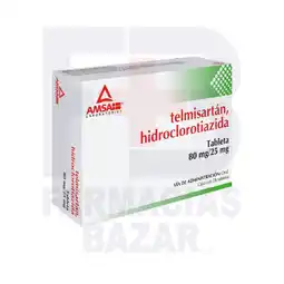 Farmacias Bazar Telmisartan/hidroclorotiazida 80/25mg 28 tabletas amsa oferta