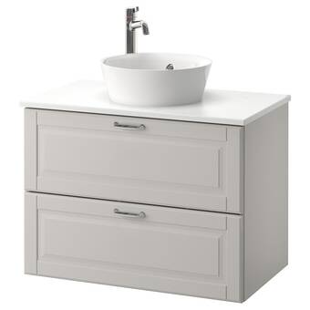 IKEA Godmorgon/tolken / kattevik mueble de lavabo con cubierta, kasjön gris claro/efecto mármol voxnan grifo, 82x49x75 cm oferta