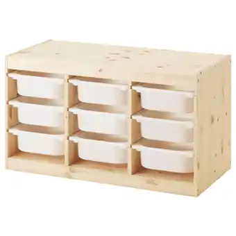 Trofast combinación de almacenaje con cajas, pino tte claro/blanco, 93x44x52 cm