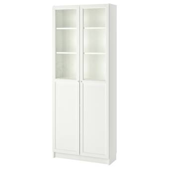IKEA Billy / oxberg librero con puertas de vidrio, blanco, 80x30x202 cm oferta