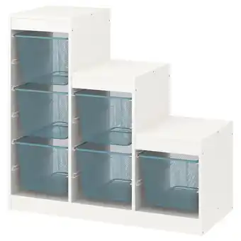 IKEA Trofast combinación de almacenaje con cajas, blanco/azul grisáceo, 99x44x94 cm oferta