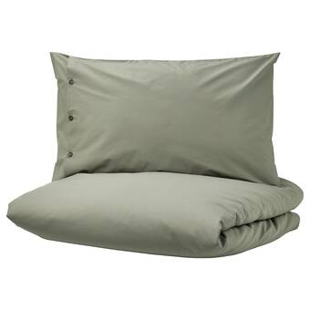 IKEA Kråkrismott funda nórdica +funda(s) de almohada, verde claro, individual oferta
