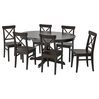 IKEA Ingatorp / ingolf mesa y 6 sillas, negro/negro-café, 110/155 cm oferta