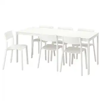 IKEA Vangsta / janinge mesa y 6 sillas, blanco/blanco, 120/180 cm oferta