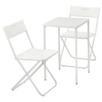 IKEA Fejan mesa y 2 sillas plegables, exterior, blanco/blanco oferta