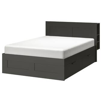IKEA Brimnes base de cama con cabecera, gris, matrimonial oferta