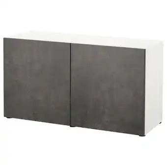 IKEA Bestå almacenaje con puertas, blanco kallviken/gris oscuro efecto cemento, 120x42x65 cm oferta