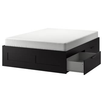 IKEA Brimnes base de cama con almacenamiento, negro/luröy, king oferta