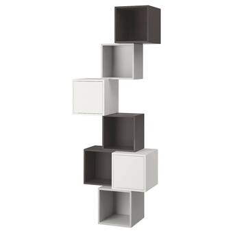 IKEA Eket gabinete de pared, blanco/gris oscuro/gris claro, 80x35x210 cm oferta
