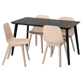 IKEA Lisabo / odger mesa y 4 sillas, negro/beige, 140x78 cm oferta