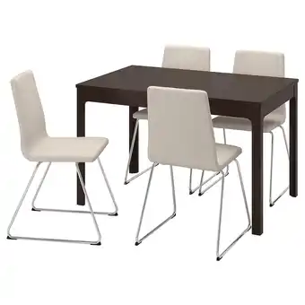 IKEA Ekedalen / lillånäs mesa y 4 sillas, café oscuro/cromado gunnared beige, 120/180 cm oferta