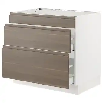 IKEA Sektion / maximera gabin bj p/prrilla y extrctor+cajón, blanco/voxtorp nogal, 91x61x76 cm oferta