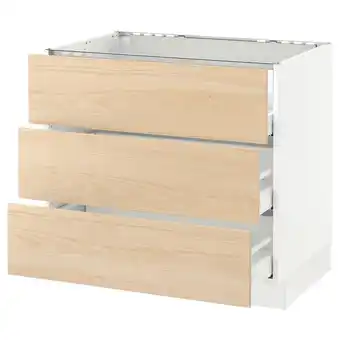 IKEA Sektion gabinete bajo p/parrilla 3 cajones, blanco maximera/askersund efecto fresno claro, 91x61x76 cm oferta