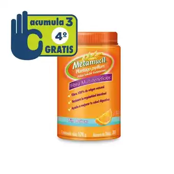 Farmacia San Pablo Metamucil fibra multibeneficios sabor naranja sin azúcar oferta