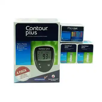 Farmacia San Pablo Contour plus kit glucómetro, 50 + 25 tiras reactivas, 25 lancetas microlet oferta